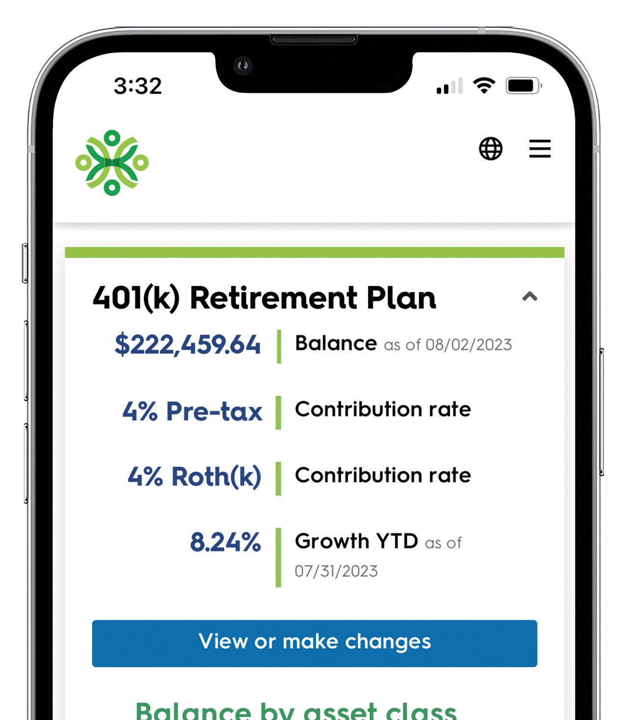 Mobile app retirement growth chart